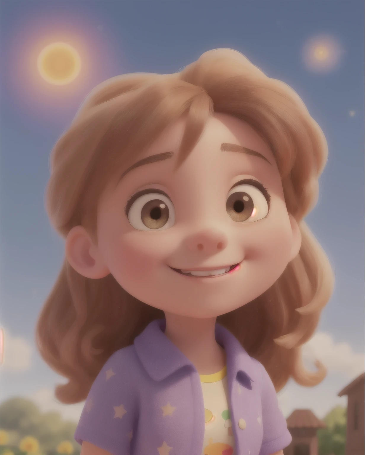 Lia is 5 , com pele cor de chocolate e olhos brilhantes como estrelas. She loves to wear colorful clothes and her smile is as radiant as the sun. Lia is curious, criativa e ama pintar. Your biggest dream is to color the sky with all the colors of the rainbow.