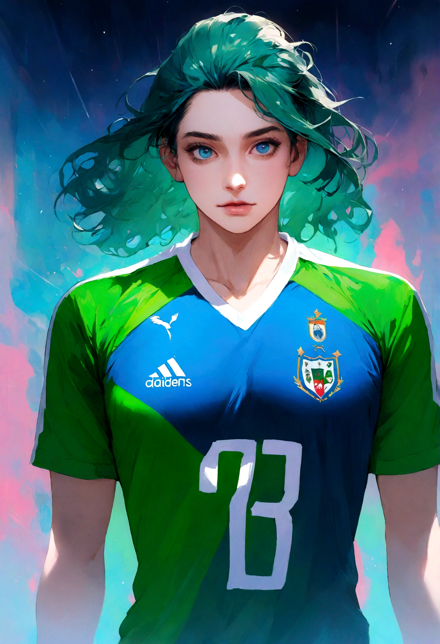 solo la camiseta de futbol color verde negro y azul