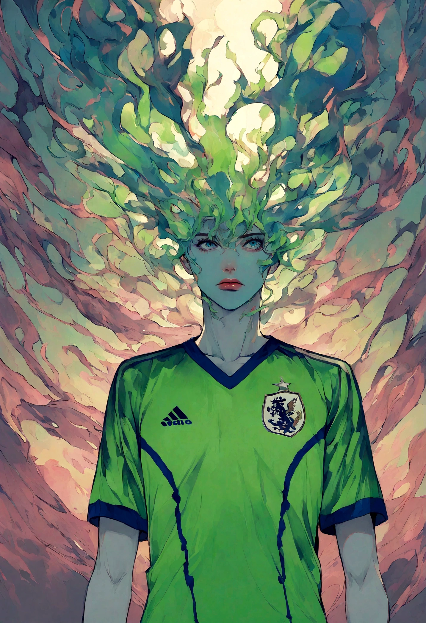 solo la camiseta de futbol color verde negro y azul