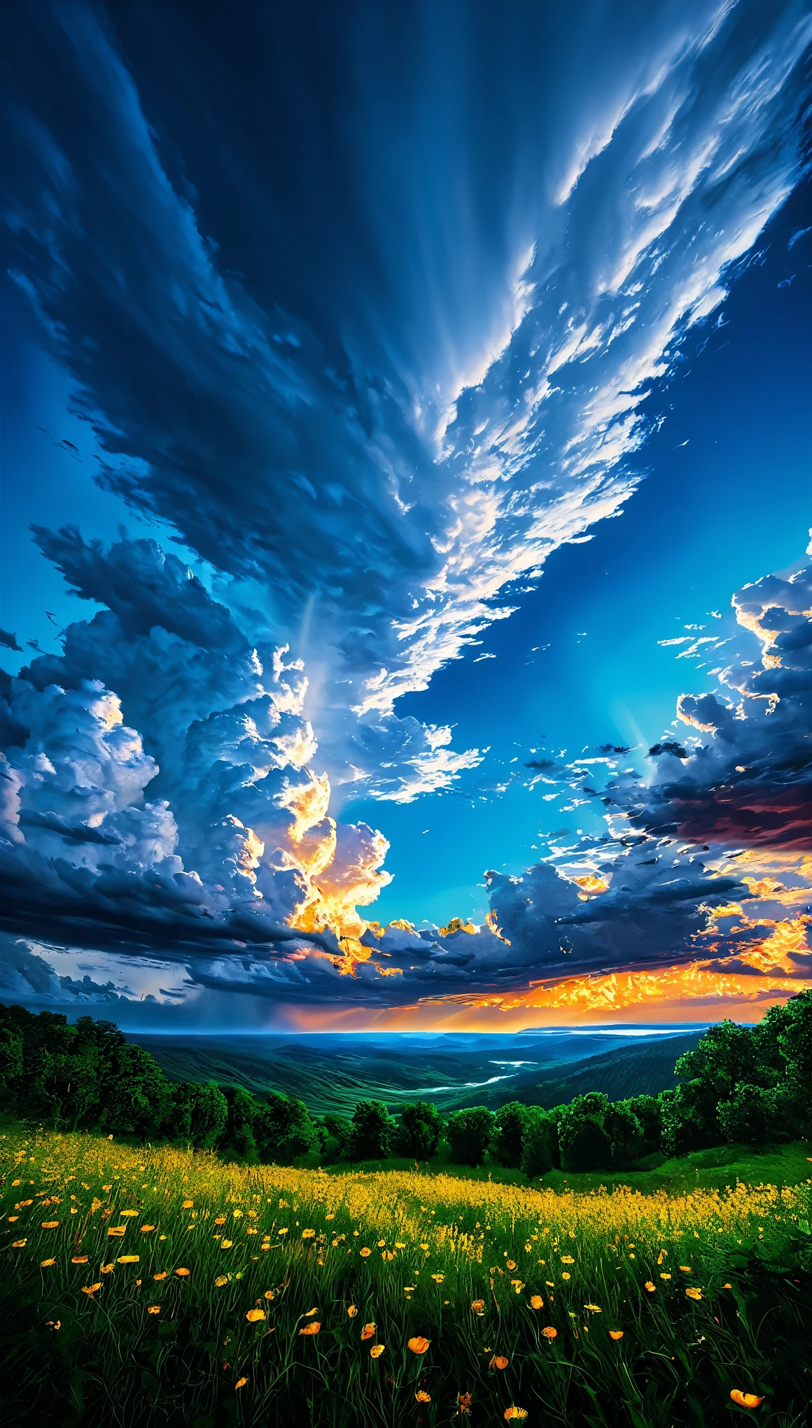 summer sky,photorealistic,highly realistic,extreme details,breathtakingly realistic,high contrast realism,high saturation realism,vibrant colors,dramatic lighting,captivating landscape,compelling storytelling,atmospheric scene,mesmerizing visuals,intricate details,strong emotions,celestial beauty,dreamlike world