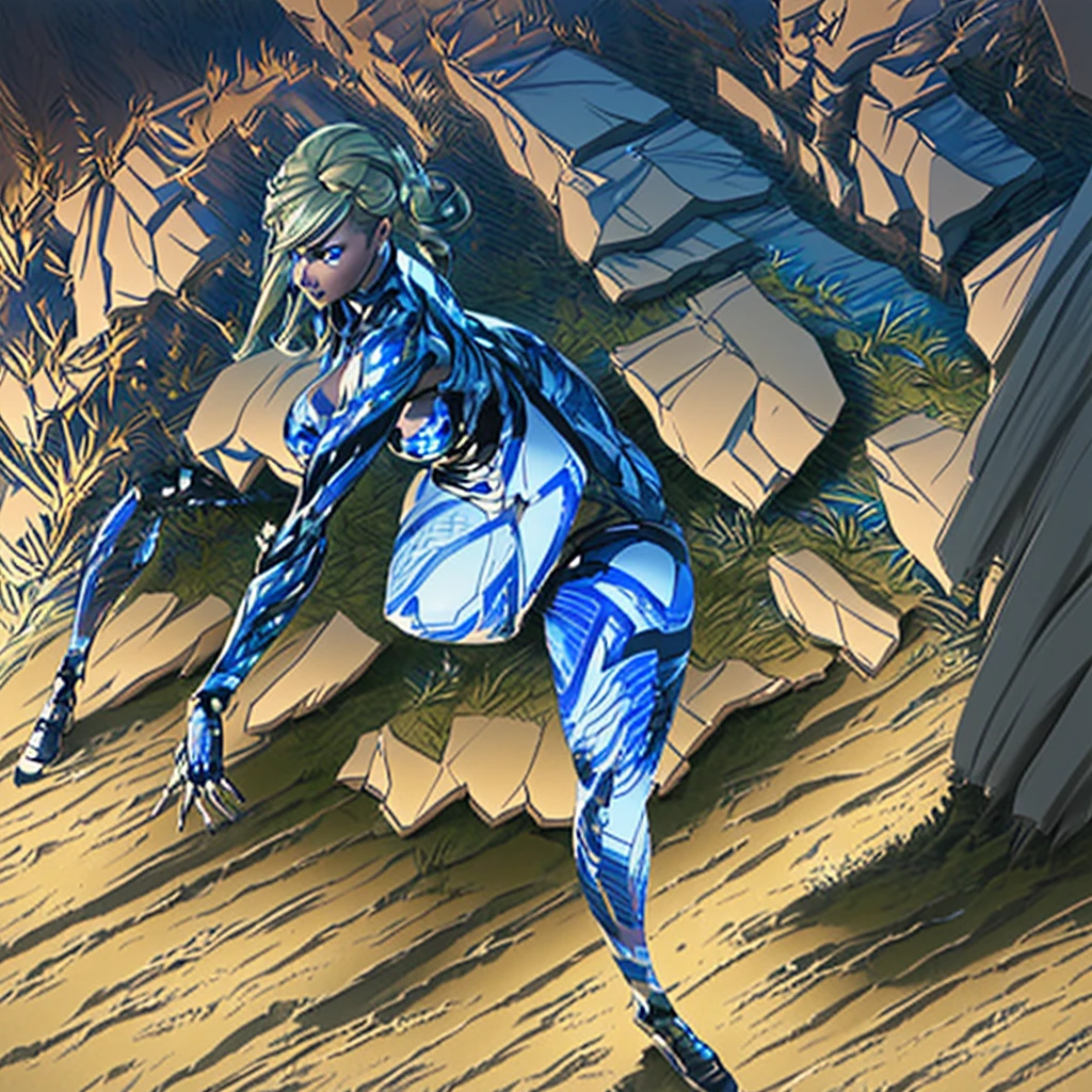a woman in a futuristic skin-tight cyber armor, action pose with high-tech weapons, star field background, dramatic lighting, photorealistic, cinematic, hyper-detailed, 8k, best quality, realistic, intricate details, masterpiece