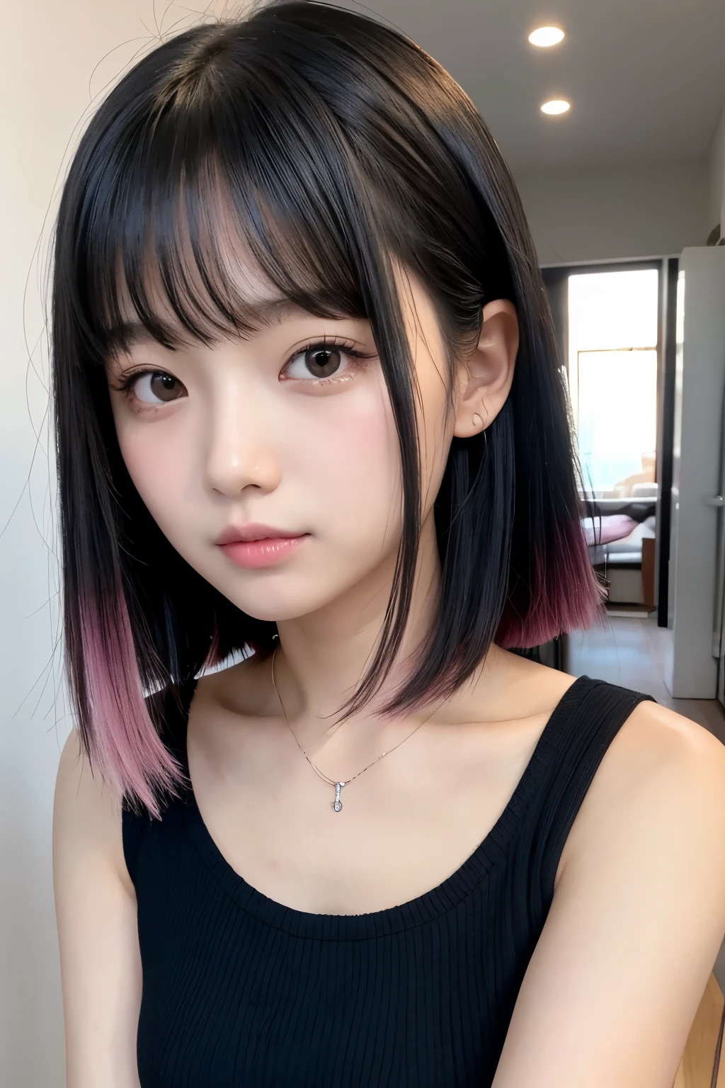Black Hair Girl Pink is added to the inner She's more cute and lively than pretty. About 22 years old