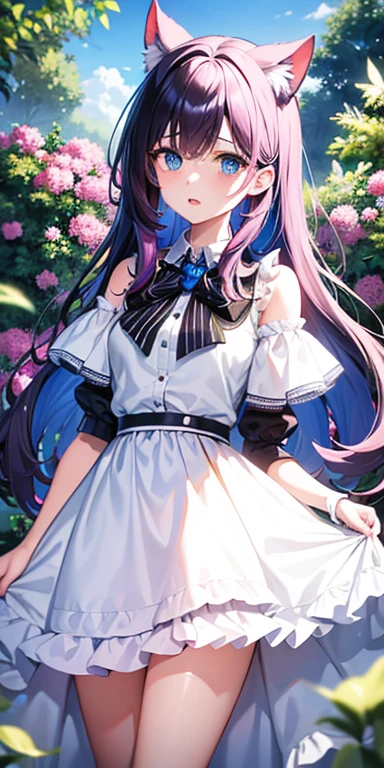 Girl surrounded by anime style butterflies with pale skin, cabello largo y plateadoy lacio  , ojos azules ,pupilas azules brillantes.
Vestida con Ropa (camisa blanca con detalles  dorados ,falda short  negra)
Rasgos distintivos: Marca en forma de mariposa en el cuello y marca  del numero 39

