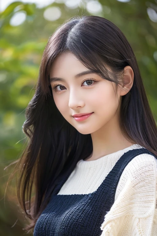 super ultra realistic、high quality、black hair、long hair、japanese beauty、Light makeup、double、Wide-set eyes、Wise eyes、Drowsy eyes、shy smile、apple cheeks、alabaster skin、dark eyebrows 、fang、thick lips、tight fitting knit、

22 years old、Height 160cm、three size: 82.57.79、