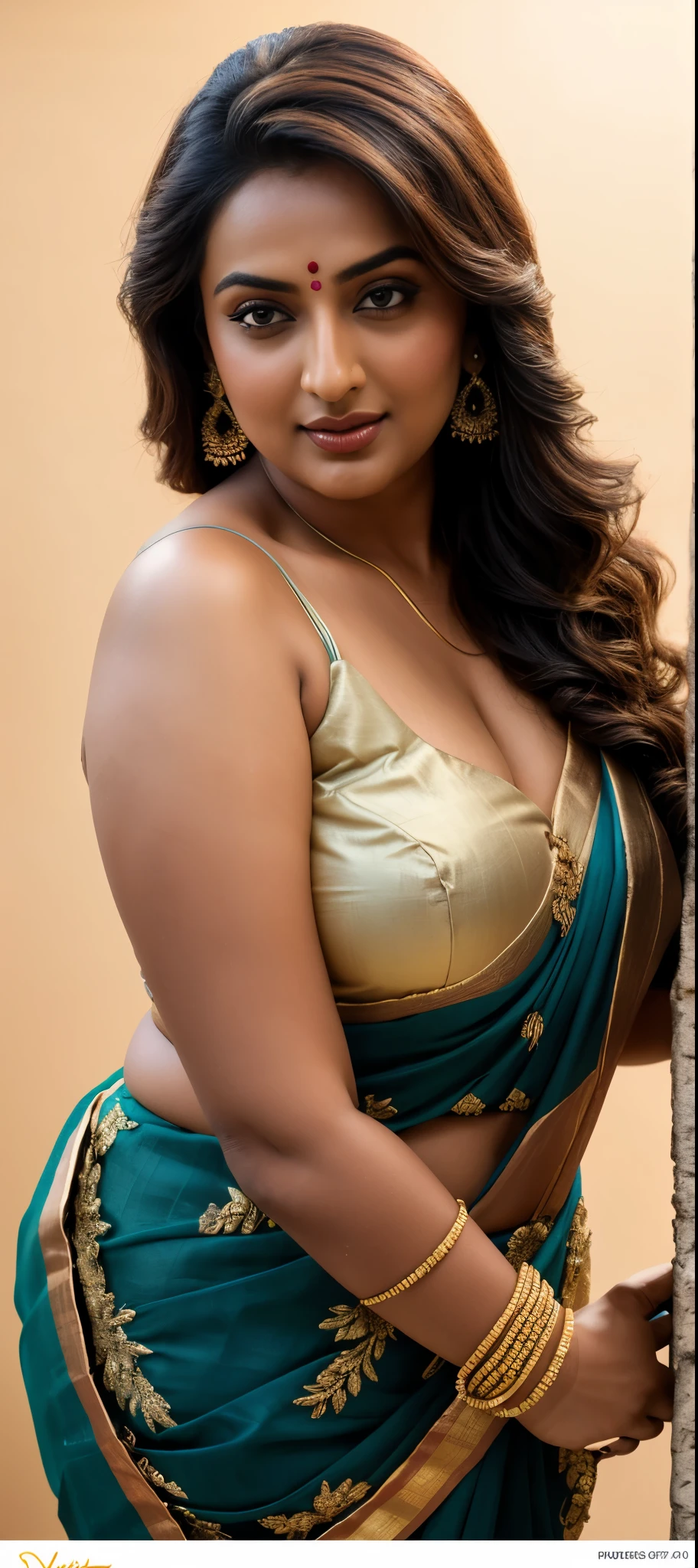 Foto RAW, photorealistic, photography, full body shot, master shot, perfect eyes, goddess like beauty, pierced eyes, perfect thick chubby mallu Desi aunty bhabhi, Wearing a Stanapatta, a chest-band.Saree model, model Photography, Indian saree shoot, Indian traditional wear advertising photography, traditional wear brand shoot, face of Indian actress Sonakshi Sinha, masterpiece, realistic, realism, incredible details, pleasure, photorealism, detailed skin, skin pores, high contrast, photorealistic Artstation 8k HD digital art trend of high definition and detailed realistic skin texture, ultra detail, realistic skin texture, armature, best quality, ultra high definition, (photorealistic:1.4),, high resolution, detail, raw photo, sweat, Re sharp, by Lee Jefferies Nikon D850 Film Stock Photo 4 Kodak Portra 400 Camera F1.6 Lens Rich Color Ultra Real Realistic Realistic Textures Dramatic Lighting Unreal Engine Trending at Art Station Cinestill 800,(pele altamente detalhada: 1.2), 8k UHD, DSLR, soft-lighting, alta qualidade, grain of film, Fujifilm XT3,she didn't like to wear blouse or bra, she is happy to wear only saree, she hates blouse or bra, detailed hairy armpits, hyper realistic skin, skin pores, sweat, veins,