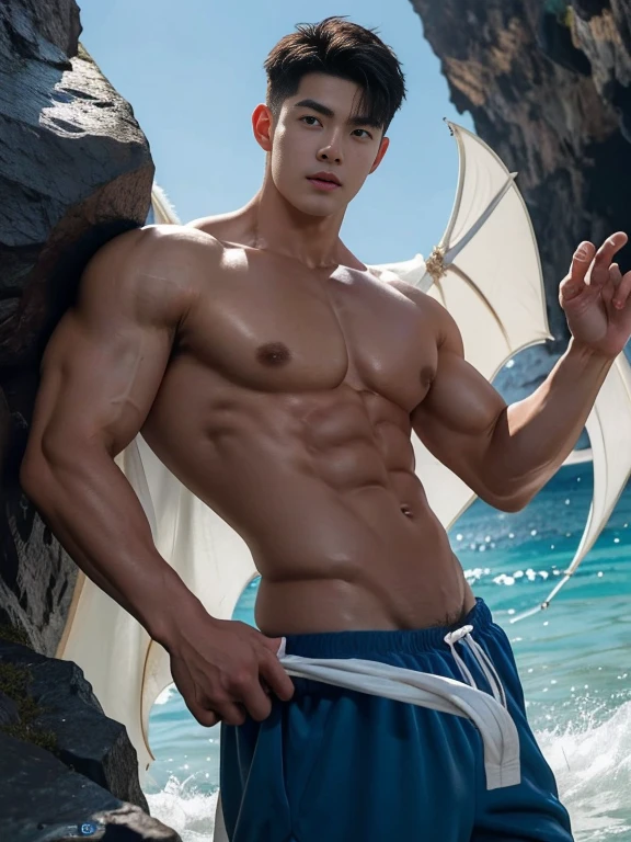 2 handsome  guy naked, romantic , manly，super realistic, tall, 20 years old，young  men , strong sport body, sexy , detailed muscles, Inspired by Bian Shoumin, Inspired by Xiao Yuncong, yihao ren, yanjun cheng, jinyiwei, inspired by Huang Gongwang, xintong chen,  absurderes, A high resolution, Ultra detailed, hdr), Masterpiece, Best quality, 2 boys , Portrait of a 2 boy smile at each orther , hug, cuddle , look like Li Yuanbin, Kim Hyung Tae, Kim Hyung Tae, Yin Shishan, Who is Shi Yu, detailed sperm on body, Handsome boy with red eyes, manly, Detailed face, alot of sperm on face, strong sport body, lean muscles, Professional photo, catching clear sun light, The Arafards went into battle shirtless, super long big blue dragon wings, sexy dragon warrior costume, Fight comfortably，legs are open, puffy nipples, Focus on your audience,18 year old boy, Handsome boy wearing nothing , [ well-defined body ]，angelicales，fantasy big blue dragon wing warrior ，holy rays，in the wonderful sea  cave background, detailed Abs，big chest muscle，super long big fat dick masturbate, correct dick in good shape, erection, super realistic detailed dick, super big juicy butts, bare butts
