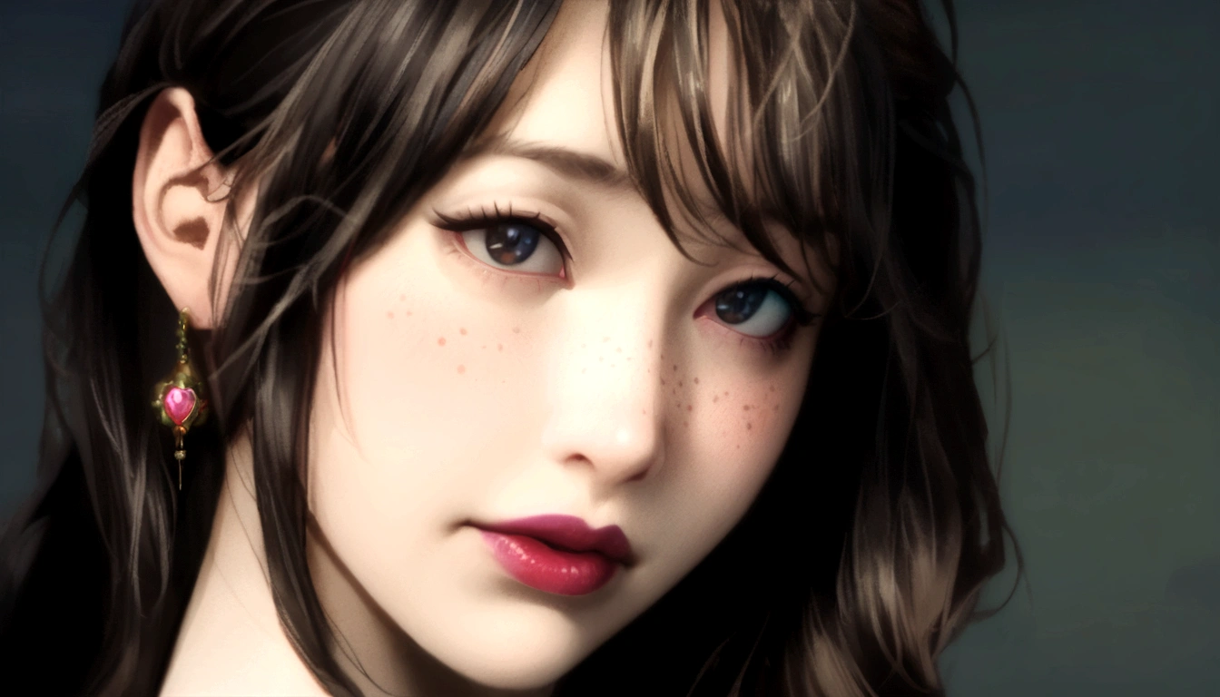 masterpiece, highest quality, {highest quality}, {{masterpiece}}, {High resolution}, concentrated, Anime Style, Woman cartoon closeup, Girl Design, Portraiture, Gisha, Anime Images, Long Hair, Black Hair, Straight eyes, Hair covering the ears, Sophisticated and powerful appearance, exotic, expensive, freckles, Hilarious, Classic attire, colorful, color