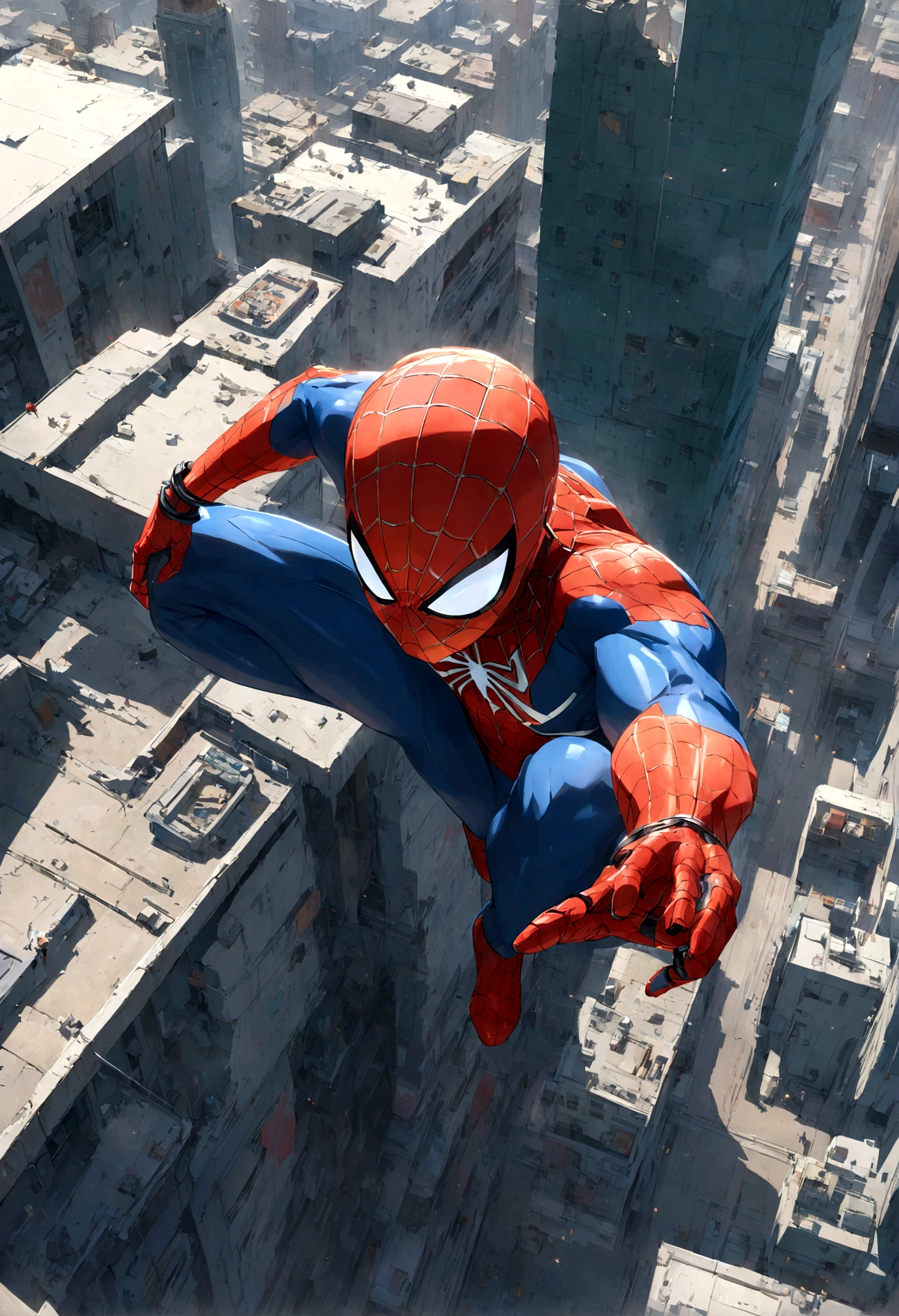 A Spider-Man in Cybernetic City, ultra detail, high resolution, anime, companies