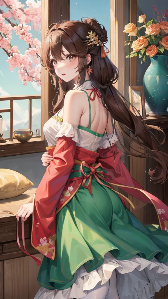 绝代夜满月1女China风姐妹御姐微笑棕发Princess剪麻花辫双丸浅粉红唇, calm, Intellectuals, Zhongfa, Green Student, hairpin, Peach Blossom, Red clothes,masterpiece, best quality, Married woman, aldult, China人, China, elder sister, hairpin,brown hair, Princess,Full of motherly love,purely,blush,Enthusiastic,Mother,Mature,fine,wife,Pantyhose,Shy,Happy,Endearing,发hairpin,Double tail,,Pregnant