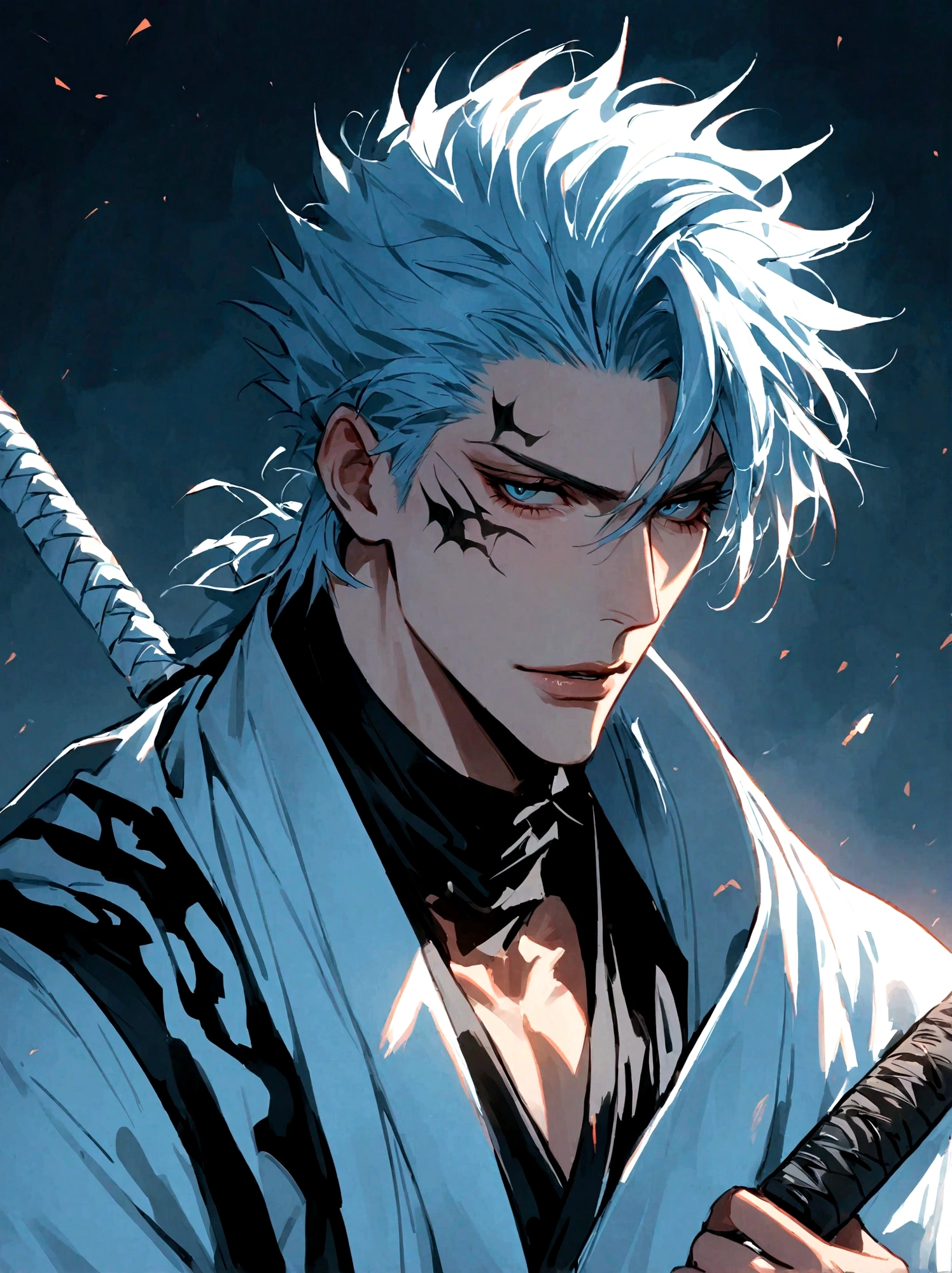  1boy, male focus, Grimmjow Jaegerjaques, bleach, Las Noches, Hueco Mundo
