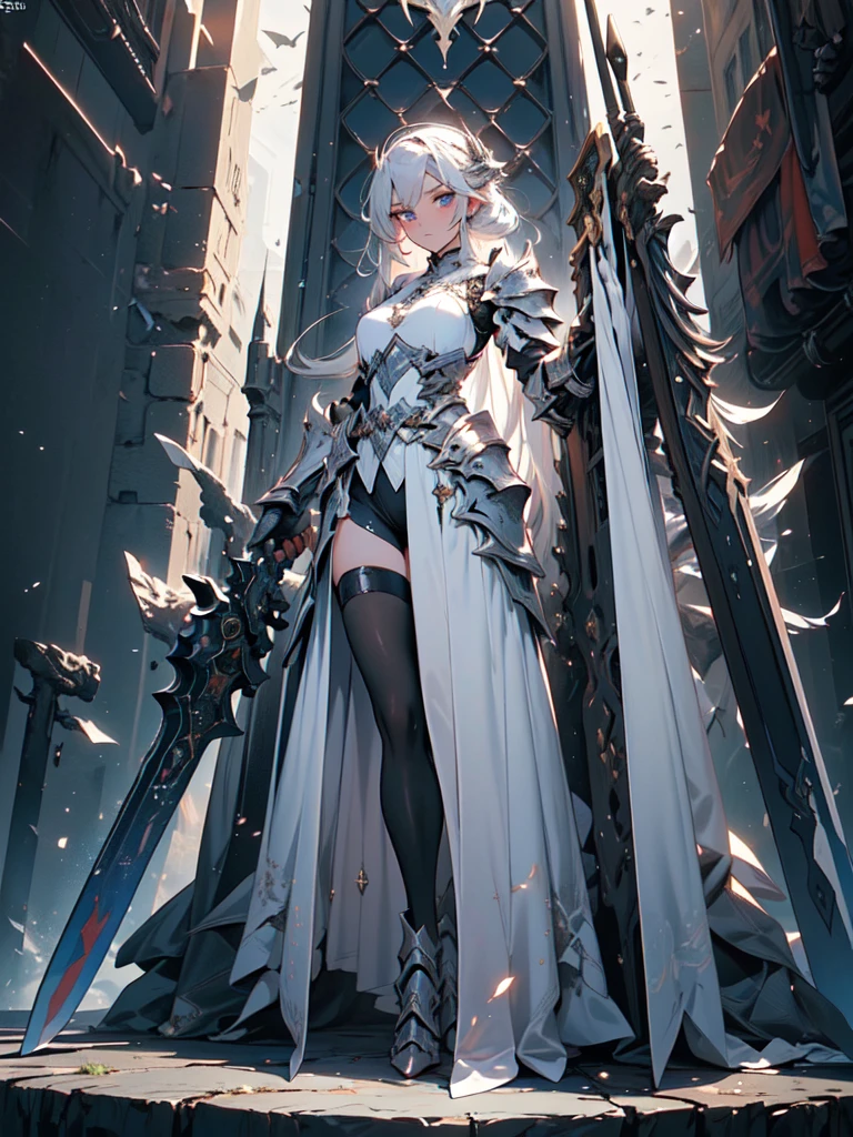 (((masterpiece, best quality, high detailed, 8k))) Design a layout showcase Gaming character, (1girl). Gold|Black clothes, stylish and unique. ((showcase weapon:1.4)), thunder hammer. (masterpiece:1.2), (best quality), 4k, ultra-detailed. (Step by step design, layout art:1.5), (luminous lighting, atmospheric lighting). storm warrior, ((glove full hands)), (((revealing clothes:1.3))), vambraces, armored legwear, (((full_body_shot:1.4))). {In a stormy battlefield}.