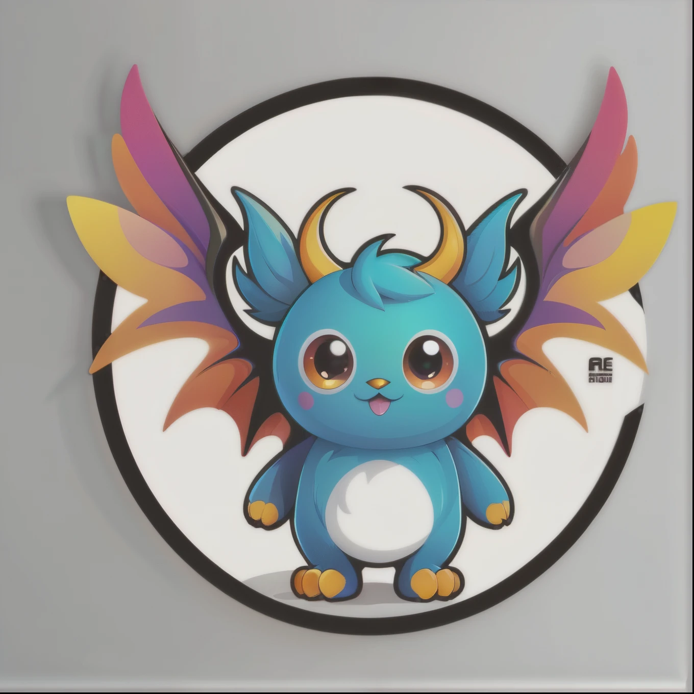 An adorable random monster with wings, Colorida, desordem, misterioso, apavorante, ambiente perfeito, adesivo recortado, logo, vector graphic, design de camiseta, Sem plano de fundo, circle outline