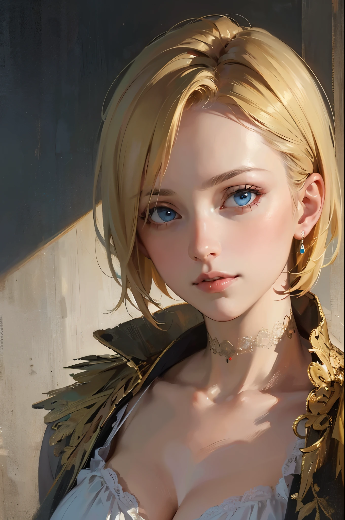 beautiful furry girl, short yellow hair with cat ears, wearing a scarf around her neck, wearing a bra, big boobs beautiful detailed eyes, beautiful detailed lips, extremely detailed face, long eyelashes, portrait, fantasy, realistic, photorealistic, 8k, high quality, masterpiece, vibrant colors, soft lighting