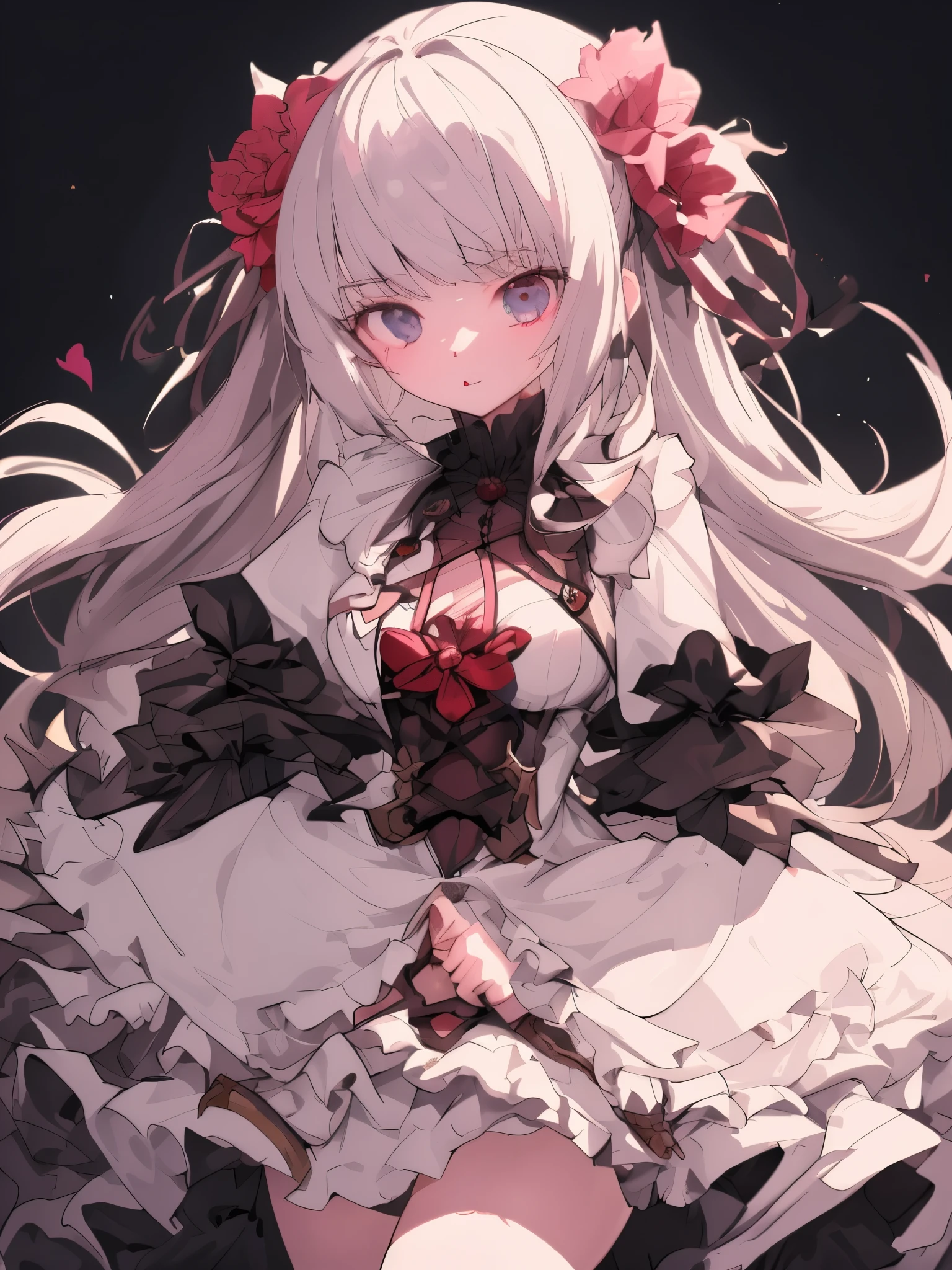 garota anime com longos cabelos pretos e um vestido branco com rosas vermelhas, Guweiz, Guweiz on pixiv artstation, arte digital detalhada de anime, linda garota de anime, Guweiz on artstation pixiv, estilo anime 4k, pessoal, lindo retrato de anime, retrato detalhado de garota anime, linda mulher de anime, arte detalhada de anime