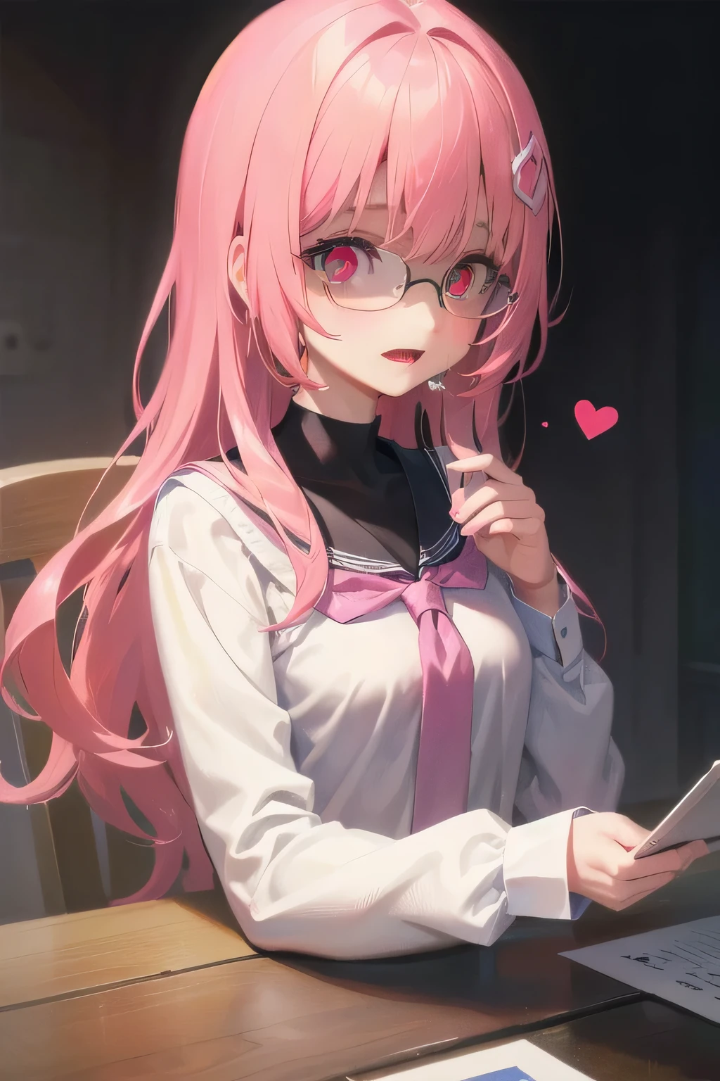 (Tabletop:1.0), (highest quality:1.4), (High resolution:1.2), From the side,Sharp contours, boyish, highest quality, masterpiece,Glasses,Voice of the Heart,yandere,Browsing Caution,nude,facial,Excessive ,Chest to chest,Upper Body,Ecstasy,saliva,blush,Heterochromia iridis,Colorful Hair