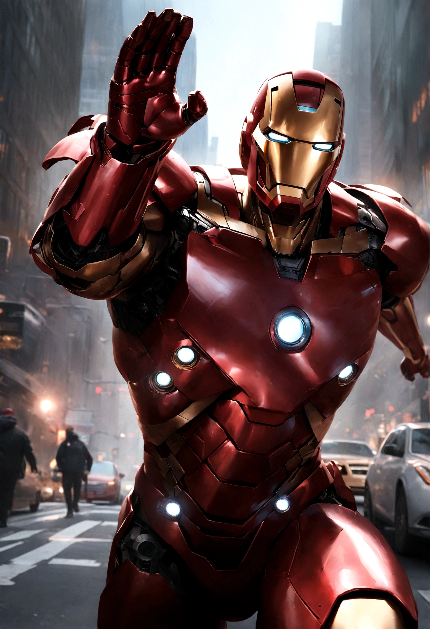 Iron Man, realist, hyper-realistic, new york cityIron Man, realist, hyper-realistic, new york city