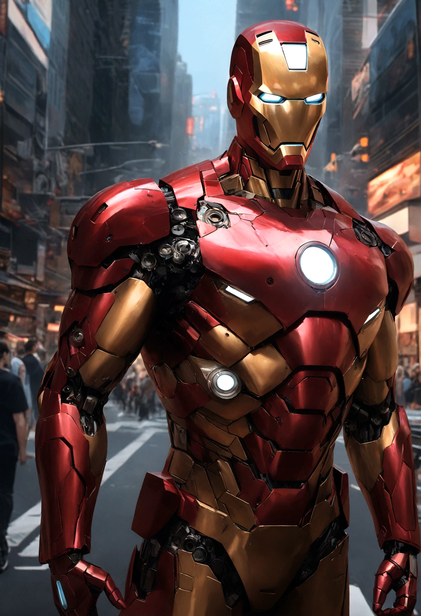 Iron Man, realist, hyper-realistic, new york cityIron Man, realist, hyper-realistic, new york city