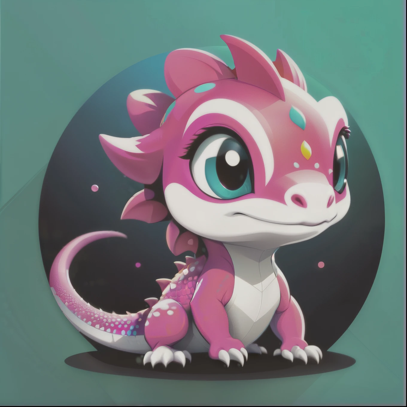 An adorable random female pink lizard monster, Colorida, desordem, misterioso, apavorante, ambiente perfeito, adesivo recortado, logo, vector graphic, design de camiseta, Sem plano de fundo, circle outline