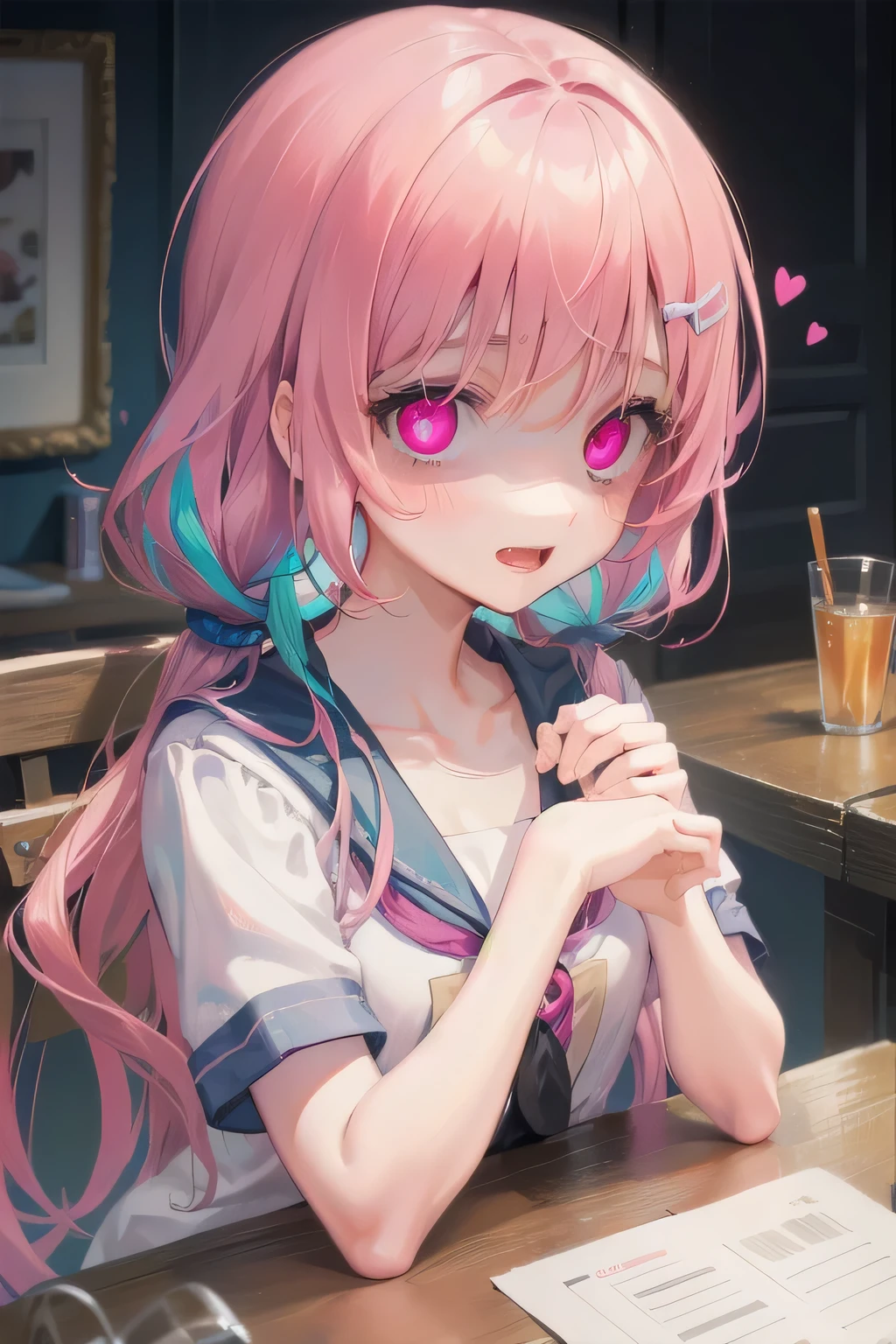 (Tabletop:1.0), (highest quality:1.4), (High resolution:1.2), From the side,Sharp contours, boyish, highest quality, masterpiece,Glasses,Voice of the Heart,yandere,Browsing Caution,nude,facial,Excessive ,Chest to chest,Upper Body,Ecstasy,saliva,blush,Heterochromia iridis,Colorful Hair