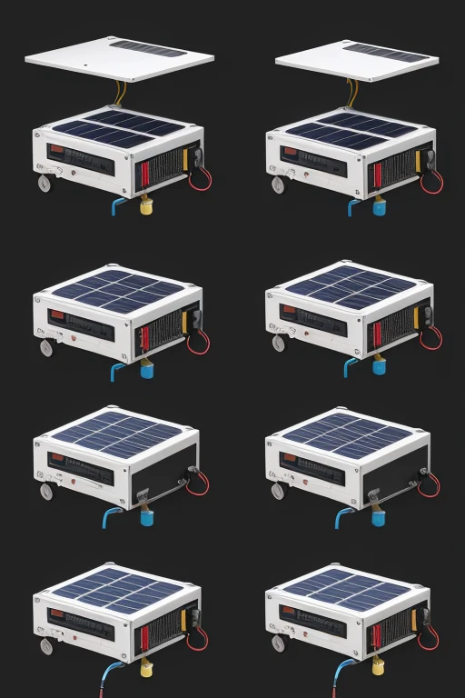 Make me a very explicit drawing of a prototype with these following instructions Steps to Create the Drawing Start with the chassis: Desenhe a base retangular.
Adicione rodas ou esteiras: Desenhe as rodas ou esteiras nos cantos do chassi.
Position the solar panels: Draw two solar panels on the top of the chassis.
Instale sensores de solo: Desenhe sensores na parte inferior do chassi.
Coloque os microcontroladores: Desenhe caixas pequenas representando o Arduino e Raspberry Pi.
Add containers and bombs: Draw a central container and a pump with irrigation tubes.
Detail electronic components: Add batteries and communication modules.
