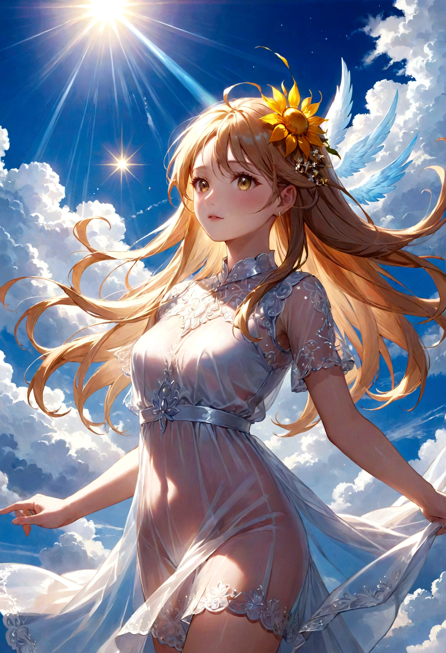 heaven Dazzling Light god々Shii Intense light sun 後ろ姿の女god Transparent appearance