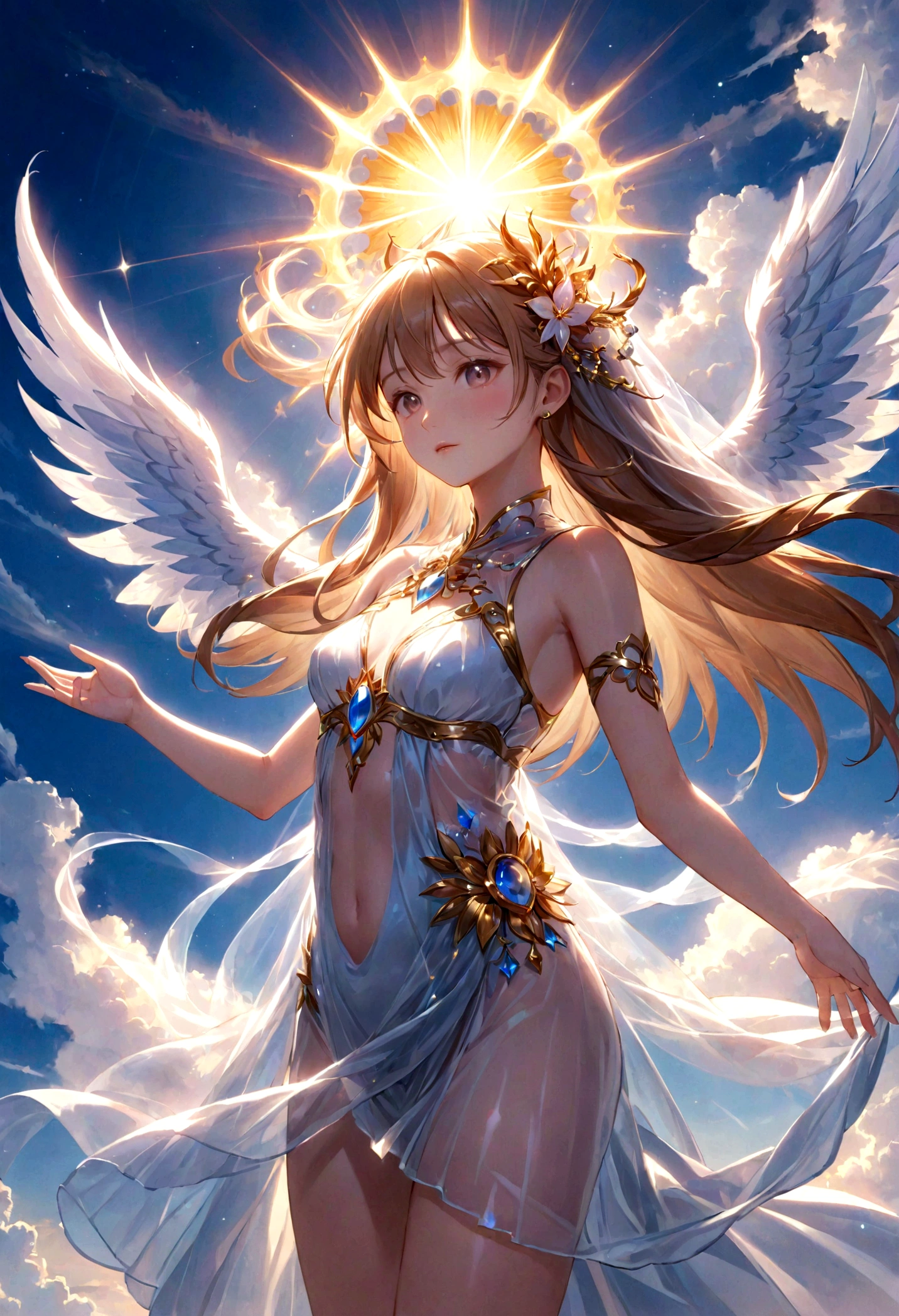 heaven Dazzling Light god々Shii Intense light sun 後ろ姿の女god Transparent appearance