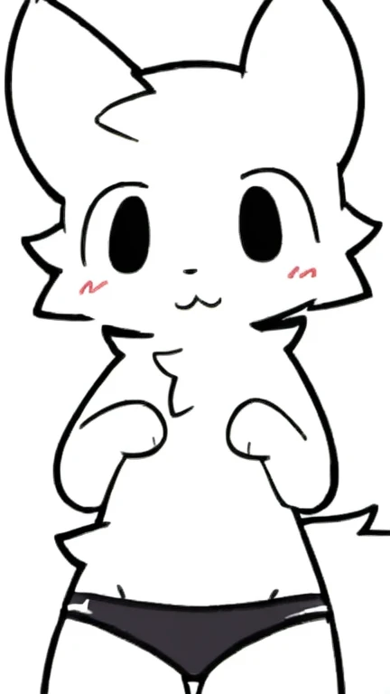 White fur, rabbit, anthro, furry, solo, simple art ,female chest,thin, hands behind on chest, cute , Random clothing,The viewing angle is random,whole body