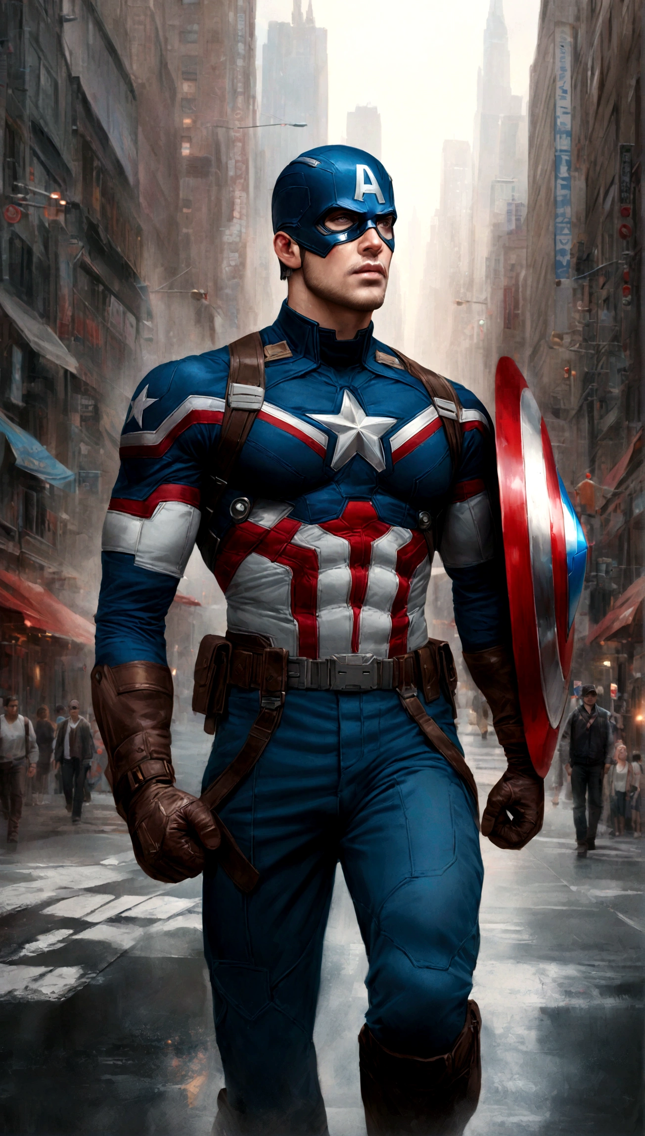 Captain America, is realistic, hyper-realistic, city, newyork