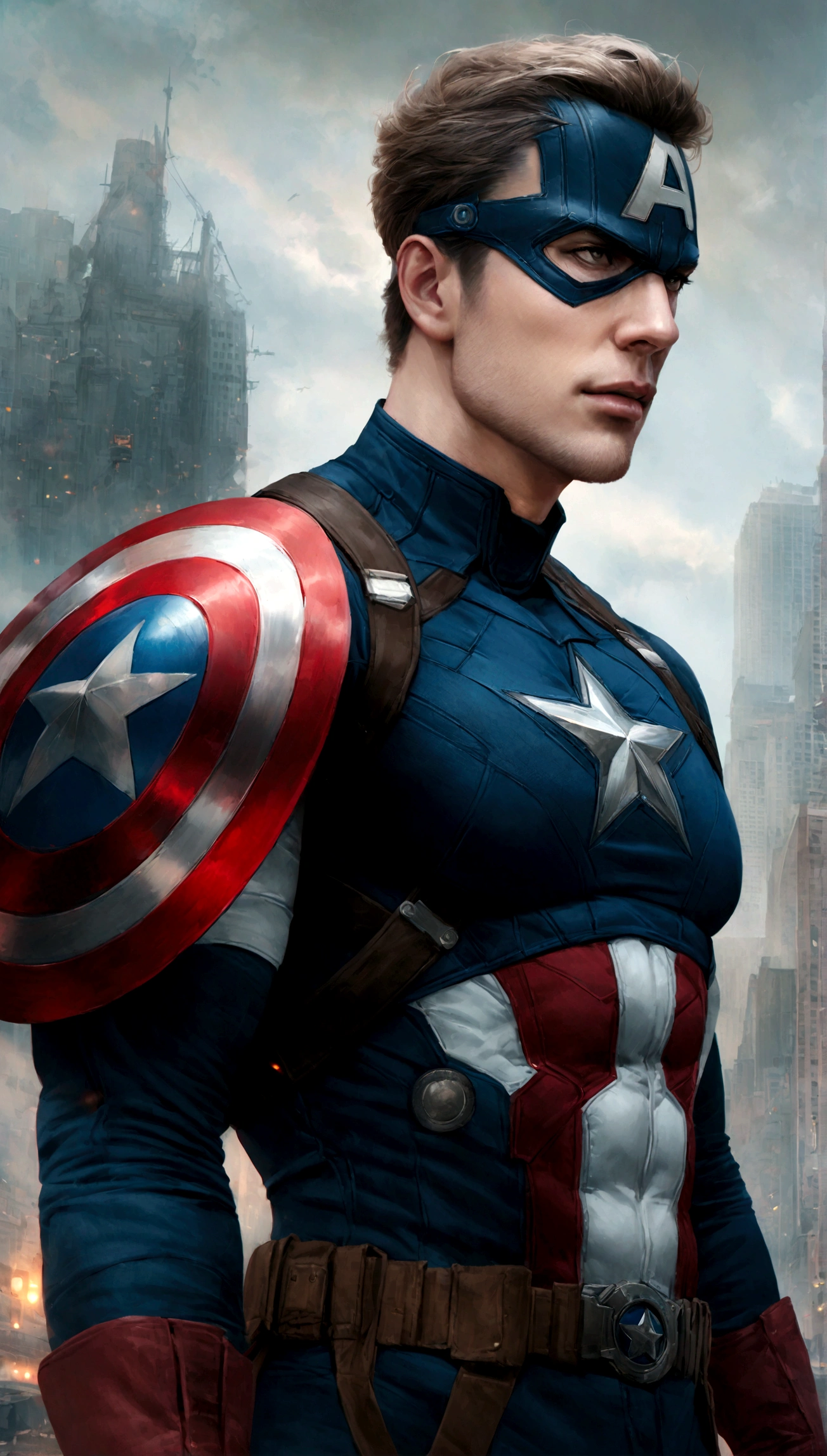 Captain America, is realistic, hyper-realistic, city, newyork