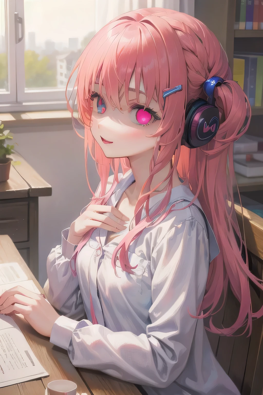 (Tabletop:1.0), (highest quality:1.4), (High resolution:1.2), From the side,Sharp contours, boyish, highest quality, masterpiece,Glasses,Voice of the Heart,yandere,Browsing Caution,nude,facial,Excessive ,Chest to chest,Upper Body,Ecstasy,saliva,blush,Heterochromia iridis,Colorful Hair