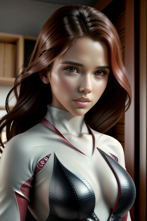 (masterpiece), (best quality), (photorealistic:1.3), 8k, detailed skin texture, detailed cloth texture, beautiful detailed face, intricate details, ultra detailed, scarlett johansson, Black Widow in the style of the Captain America, straight red hair, (full-length body:1.2)