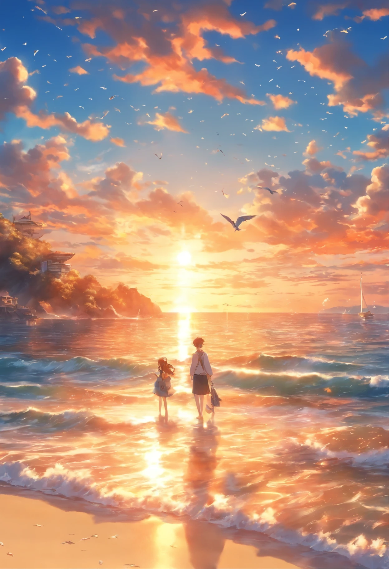 Vacation at the sea, The sea, Beach, Seagulls, sun, waves, tmasterpiece