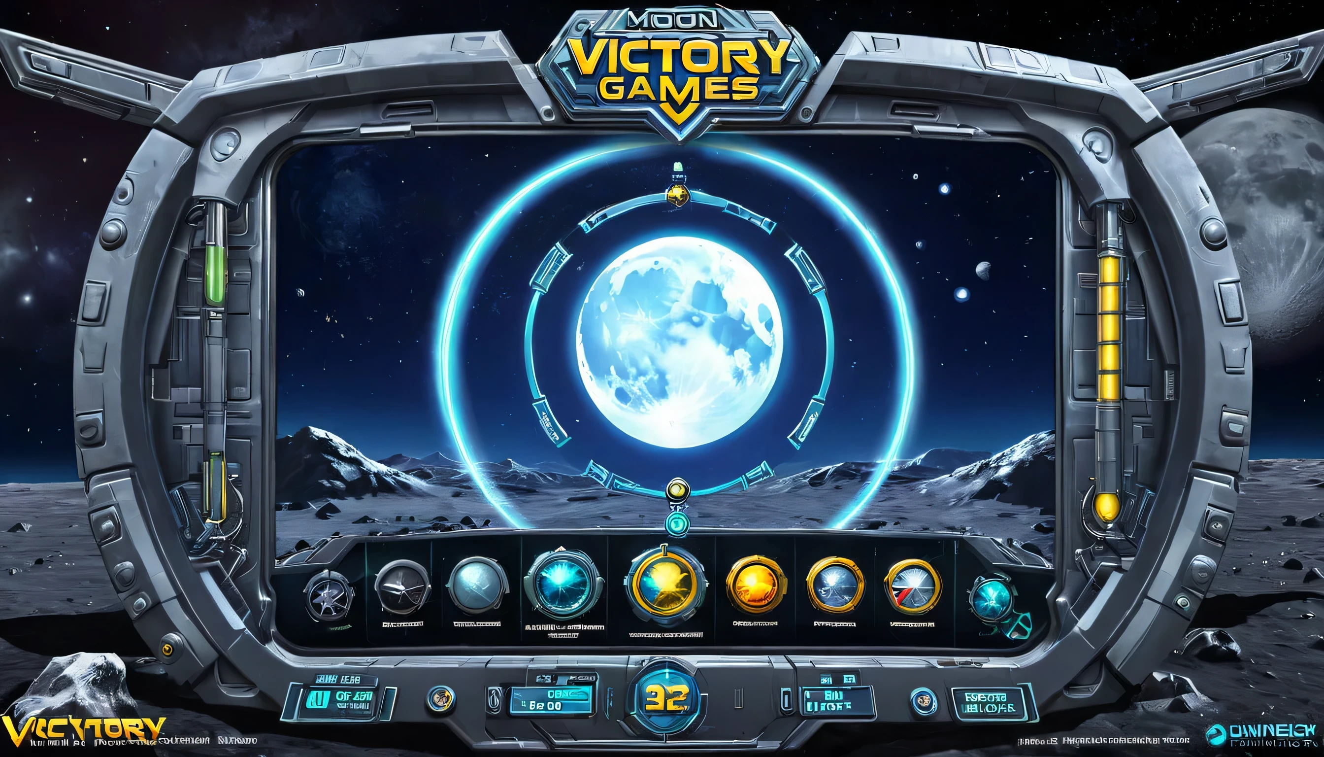 Game UI，Game victory screen，Moon survival games，Sci-fi style