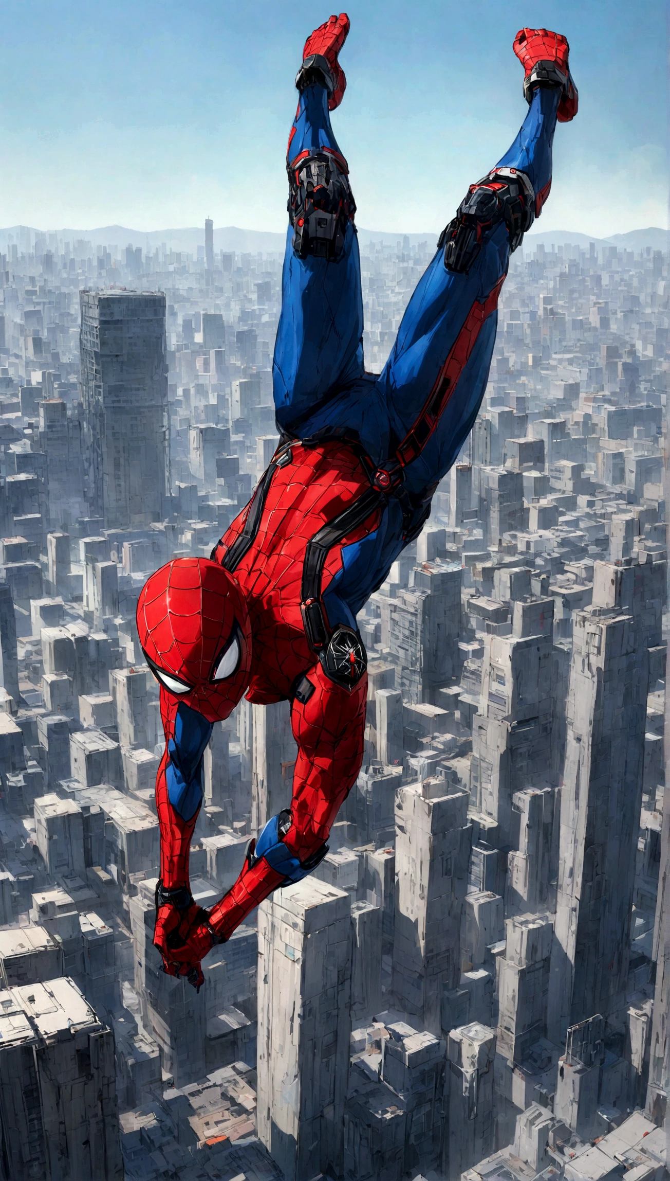A Spider-Man in Cybernetic City, ultra detail, high resolution, anime, companies