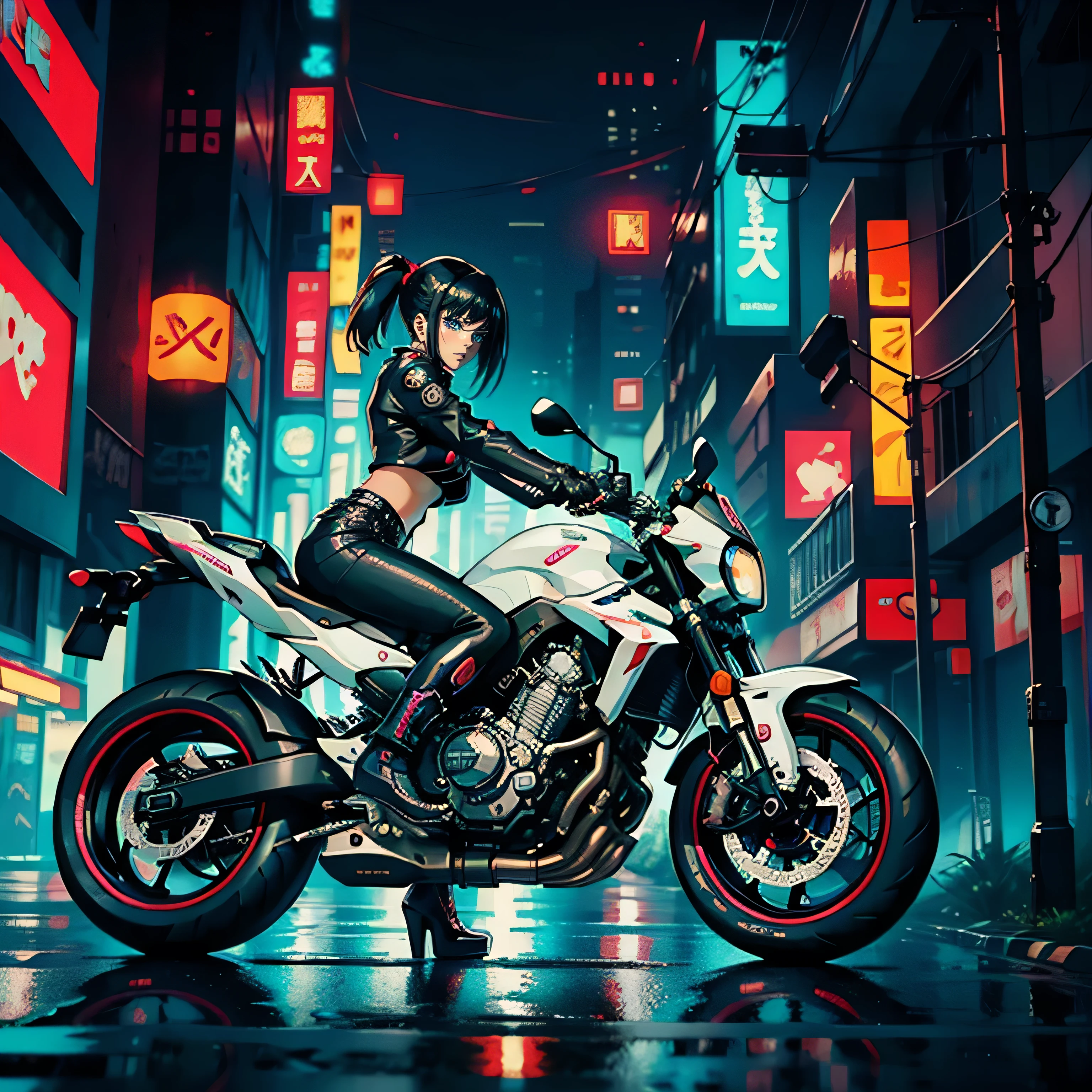 Anime girl on motorcycle in futuristic city with neon lights, arte digital do anime cyberpunk, garota anime cyberpunk, Arte de anime cyberpunk, Estilo de arte cyberpunk, Arte de anime cyberpunk, de anime cyberpunk feminino, cyberpunk anime mech, Digital Cyberpunk - Arte de Anime, Anime cyberpunk moderno, Garota cyberpunk, cyberpunk themed art, cyberpunk bonita, Anime Cyberpunk, sentado em moto cyberpunk