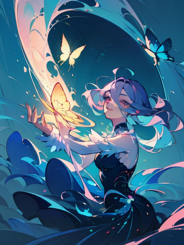 card, pretty, beautiful, and mesmerizing background, a character in the middle, perfect composition representing a tarot card, the most mesmerizing composition of an artwork, eternally ethereal artwork, (best quality,4k,8k, high res,masterpiece:1.2), ((masterpiece)), (((best quality))), slightly muted colors, Illustration, 1 girl, hair color, hairstyle fax, eyes, environment change, (best quality,4k,8k, high res,masterpiece:1.2), ((masterpiece)), (((best quality))), Illustration, 1 girl, hair color, hairstyle fax, eyes, environment, joyful pose, happy aura, tiny blue butterflies everywhere, 2d painting, ethereal painting
((masterpiece)), (((best quality))), Illustration, 1 girl, hair color, hairstyle fax, eyes, environment change, happy environment, (blue butterflies), butterfly style, bubbly style, happy, pink, joyful happy-go-lucky pose, pink hair, adventurous, funny, friendly, pink eyes, sunny happy theme, pink fashion, happy pose, hairstyle fax, action, female, happy with butterflies and sunshine, charturnbetalora, big smile (ethereal being), ethereal pose, soft smile, (({comforting aura})), tiny blue stars everywhere, 2d painting, ({ethereal painting})