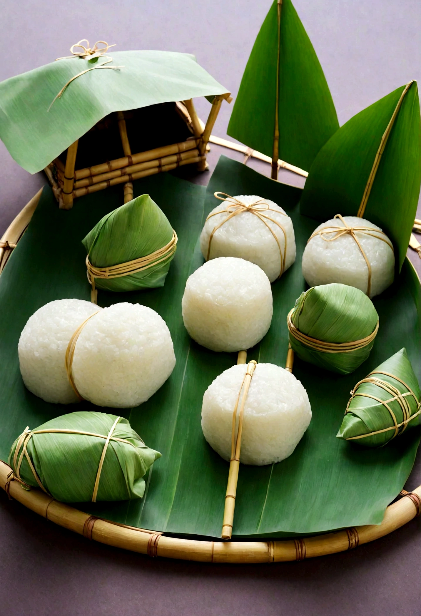 A miniature scene，China&#39;s，A group of people，Wrapping giant rice dumplings with bamboo leaves，Incredibly creative，Tatsuya Tanaka style