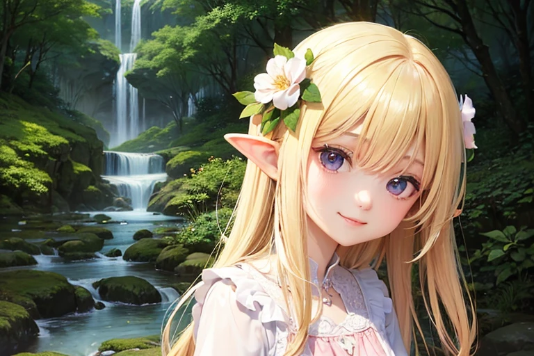 Top quality masterpiece, Highest quality and official artistic standards, Featuring beautiful and visually stunning fairy girls:1.3. This piece is very ingenious, rich in color, Exquisitely crafted down to the last detail, Vibrant, Vibrant, A unique visual experience. Optical blending technology brings playful patterns、Add depth to your artwork。, Enhances overall texture and color richness,Close-up portrait, Beautiful fairy, Cute Smile, alone,One Fairy, Transparent winged fairy,Fairy Wings,Fairy Wings,Elegance, Flower Hair Ornaments,Flower wreath,Pink color matching,Energetic Fairy,Smiling Fairy,にっこりとSmiling Fairy,Half Shot,Western-style blouse,Bob Hair,Beauty,1 Fairy,Delicate and high resolution,Precise,明るい青null,Bright Forest,magical,Flare,慈like,mercy,like,happiness,Divine,Fluffy clothes,Lustrous skin,Clear skin,White skin,Thin eyebrows,Bright blonde hair,rainbow,Silky Hair,Shiny and delicate hair,A realistic fairy,Young,young,pastel colour,null,Top view,Wide-open eyes,Cheerful girl,Long sleeve blouse,ta,Kind Face,White blouse,Drooping eyes,Bright pink clothes,Wavy hair blowing in the wind,ショートBob Hair,pastel colourの髪,A background full of dreams and hopes,noon,Light of the sun,rainbow,rainbow色の髪,Praying Fairy,praying,Flower Fairy,Flower Garden,Flower Field