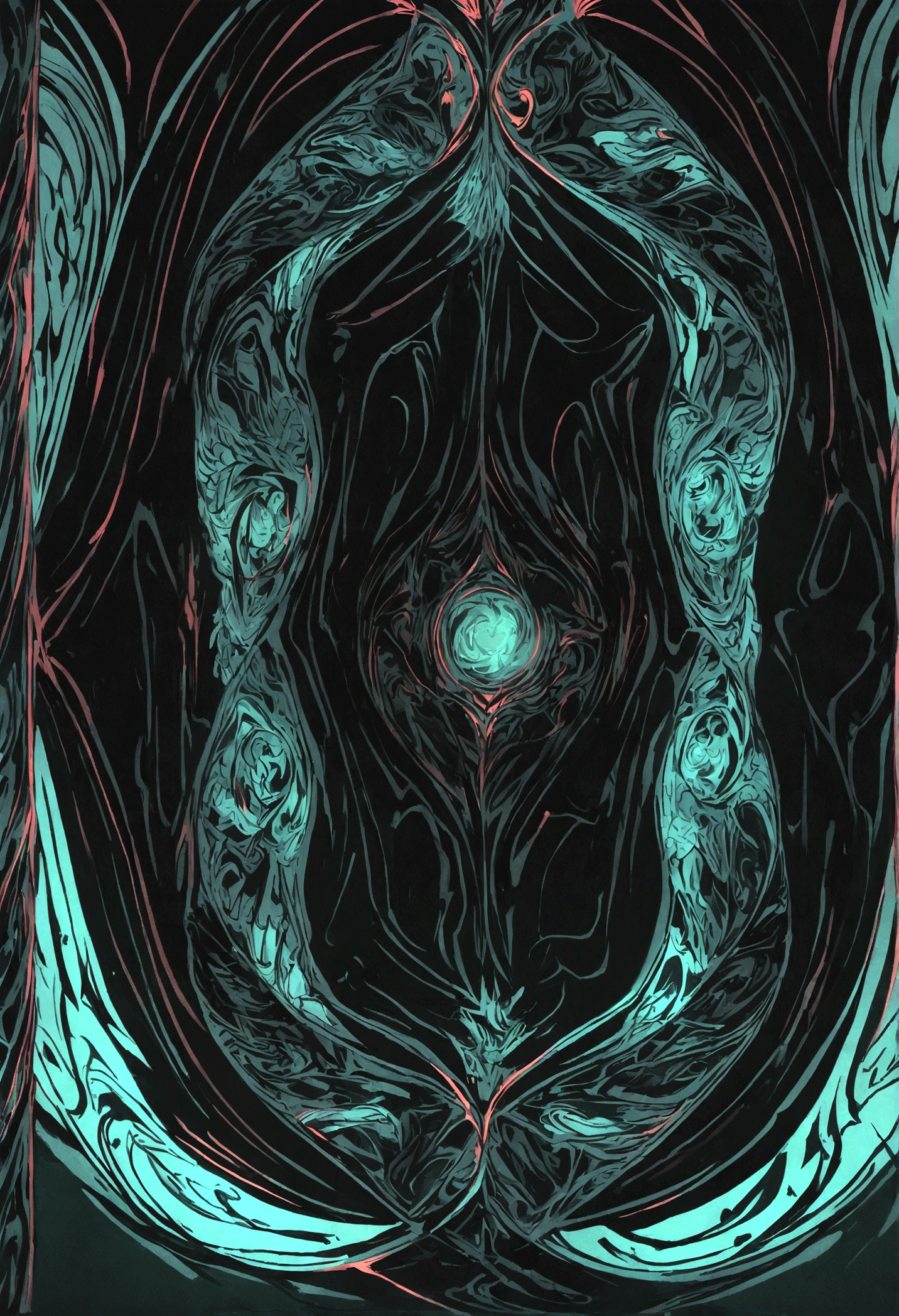Pure dark green background，With a slight mountain curve