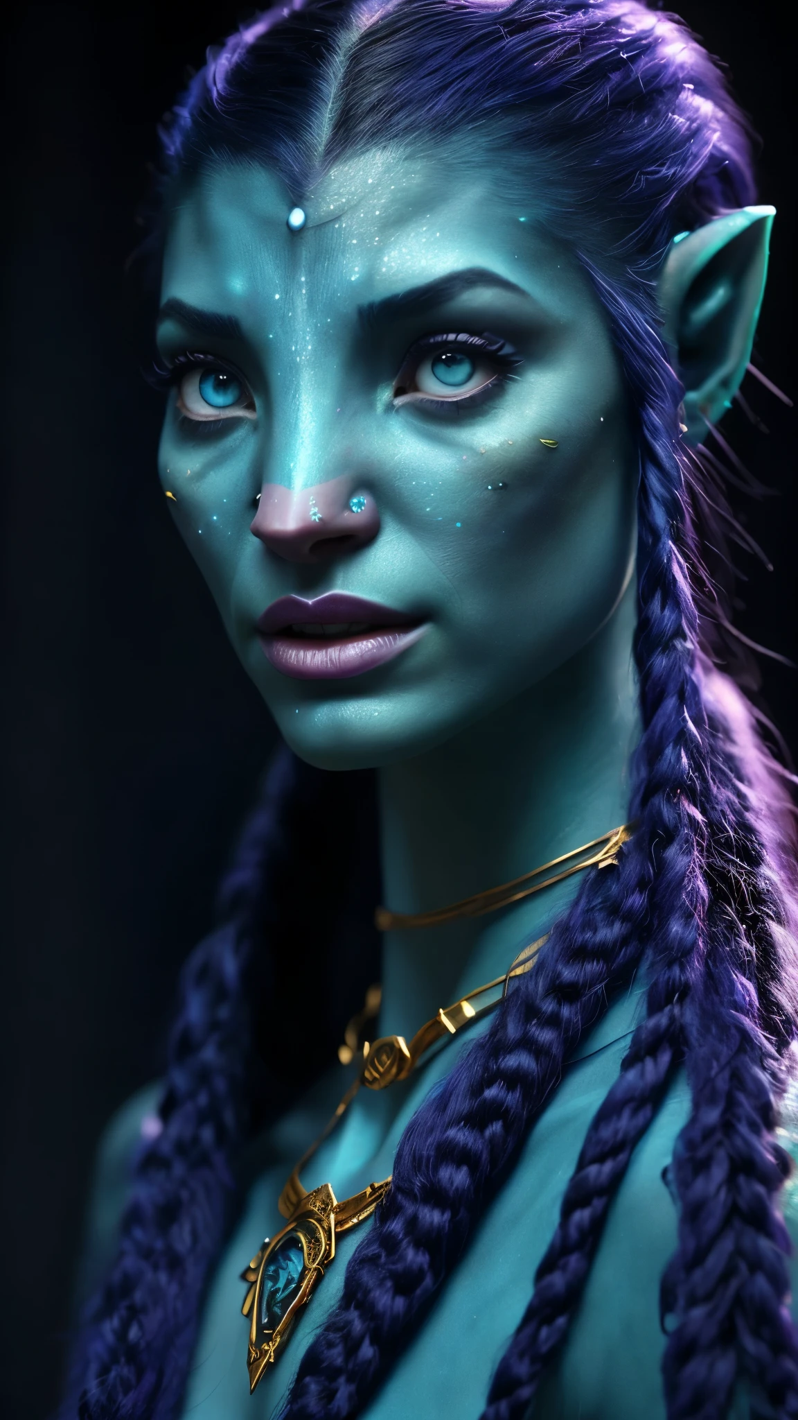 To enhance the image and make it appear more realistic and beautiful, you can use a text-to-image model like Midjourney or Stable Diffusion with the following prompt:
"Create a hyper-realistic and stunning portrait of a Na'vi character from the movie Avatar, with detailed and vibrant blue skin, intricate patterns, and glowing yellow eyes. Emphasize realistic textures, lighting, and depth to bring the character to life, highlighting their otherworldly beauty and intricate jewelry."
This prompt can be fine-tuned depending on the specific text-to-image model you are using.