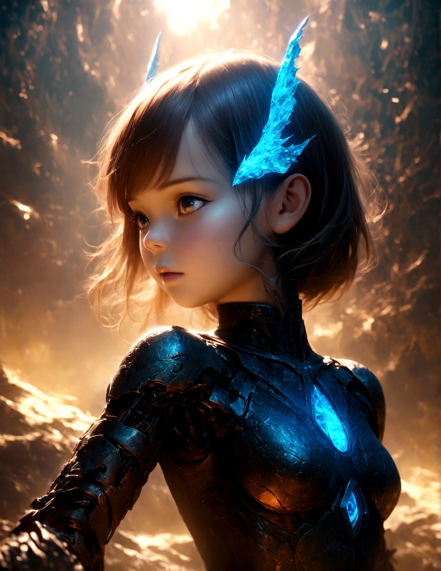 POV, cyborg, loli, upper body, biomechanical, glowing scales, ethereal background, mystical atmosphere, colorfu, intricate patterns, atmosphere, ultra high res, (photorealistic:1.4), raw photo,16K,dramatic lighting，xianxia