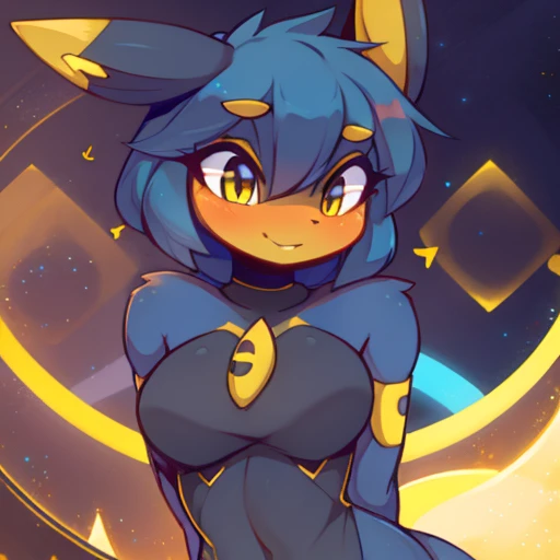 umbreon, Beautiful Art Style, 1girl,  glamorous, cosmic, shrugging, enjoyment