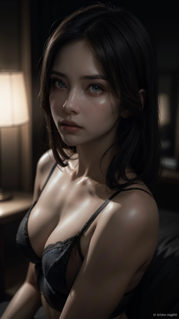 a woman in black and white lingerie, dramatic lighting, cinematic composition, elegant pose, high quality, cinematic style, dramatic chiaroscuro lighting, sharp focus, photorealistic, intricate details, seamless, flawless skin, dramatic shadows and highlights, beautiful woman, beautiful face, beautiful eyes, beautiful lips, beautiful skin, beautiful figure, graceful posing, cinematic style, dramatic lighting, high quality, photorealistic, ultra-detailed, cinematic composition