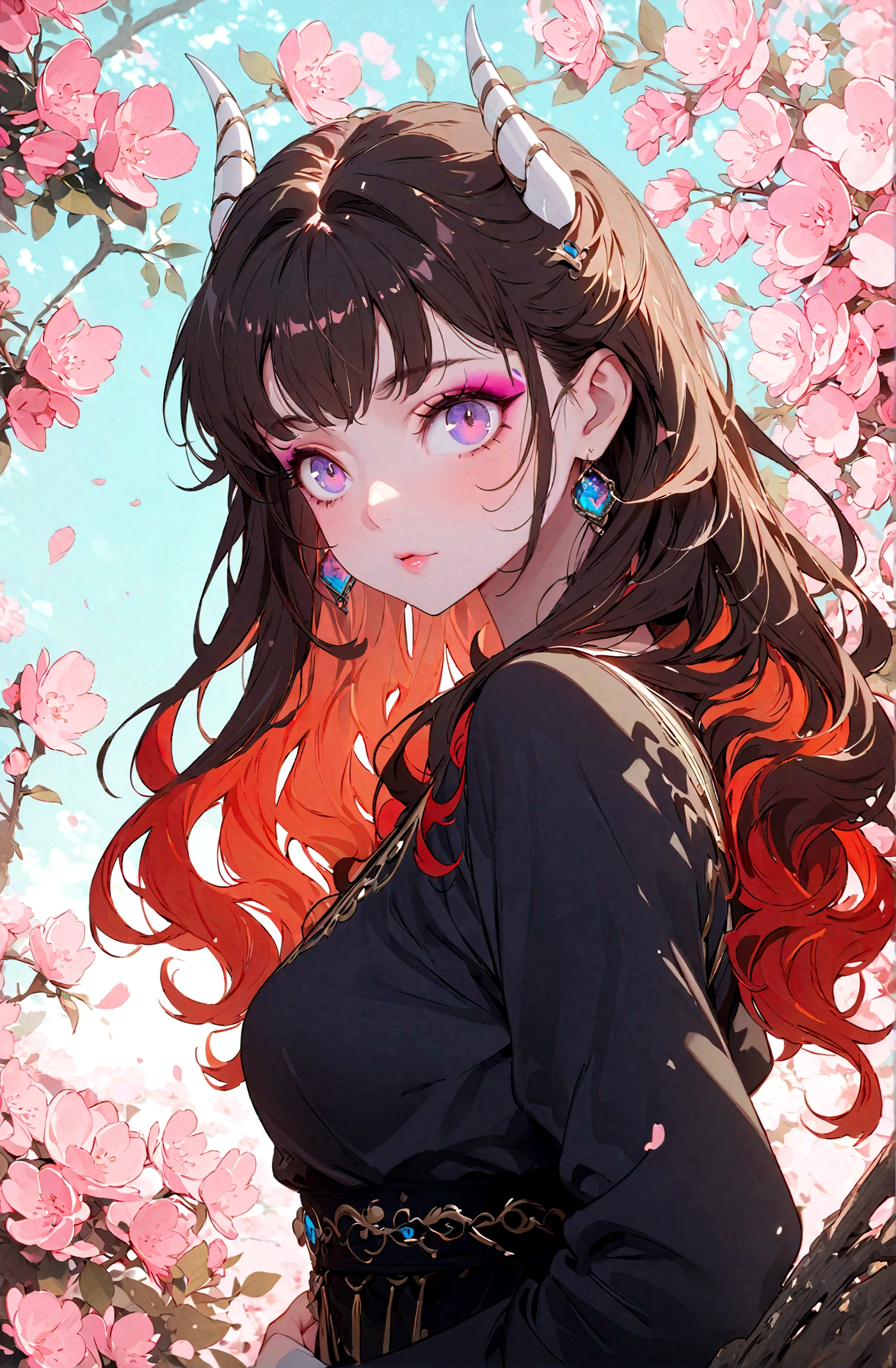 best quality,masterpiece,ultra high res,intricate detail,8K,sharp focus,((no text)),(extremely detailed CG unity 8k wallpaper),Center, 1 Girl, Kawaii Dragon Knight, Red hair, Violet Eye, Long wavy hair,Vivid colors, epic work, Epic Proportions, HD perfect face, exquisite makeup,close up