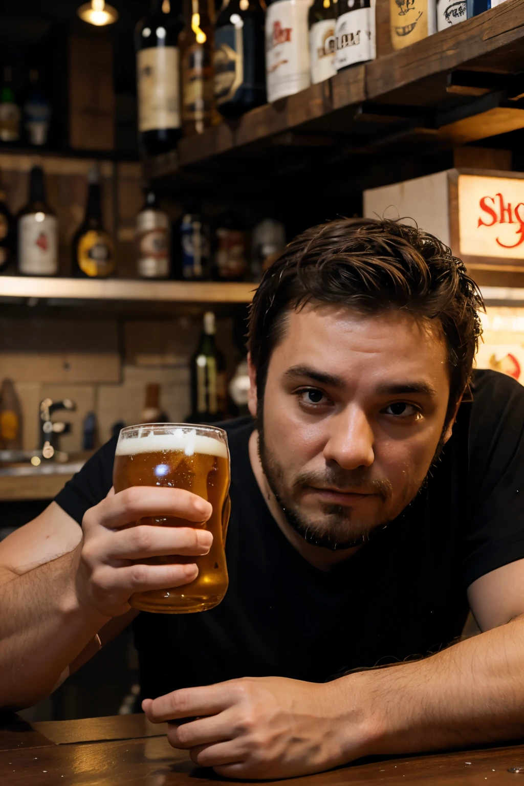 Generate 20 images of drunken man with beer
