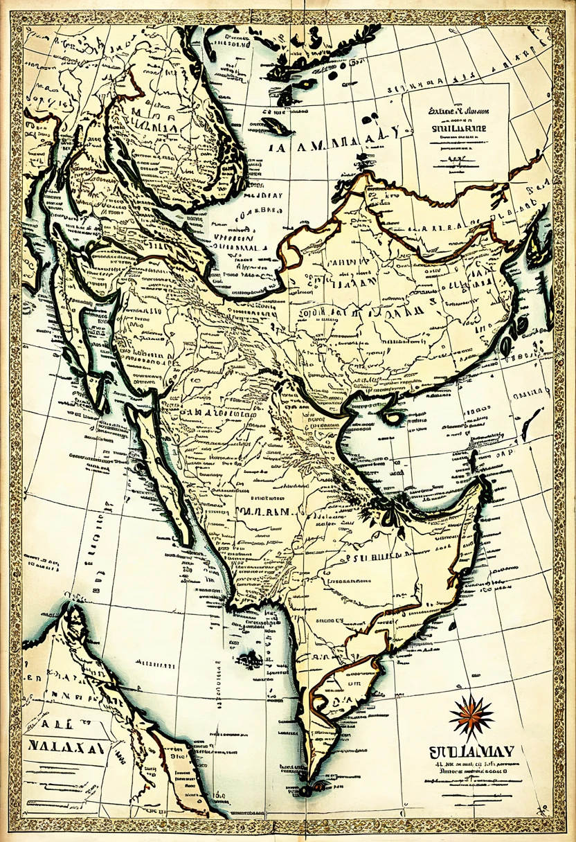 Map of Malay Sultanate with old style