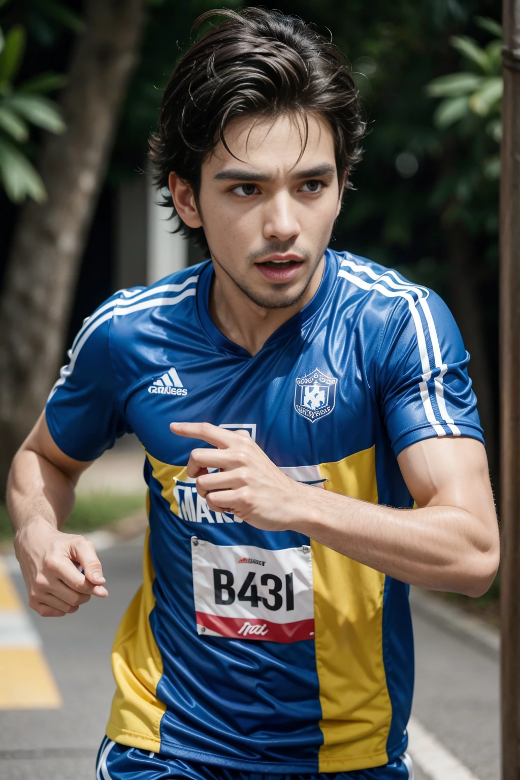 Quero um homem brasileiro Bonito de 30 anos correndo numa maratona