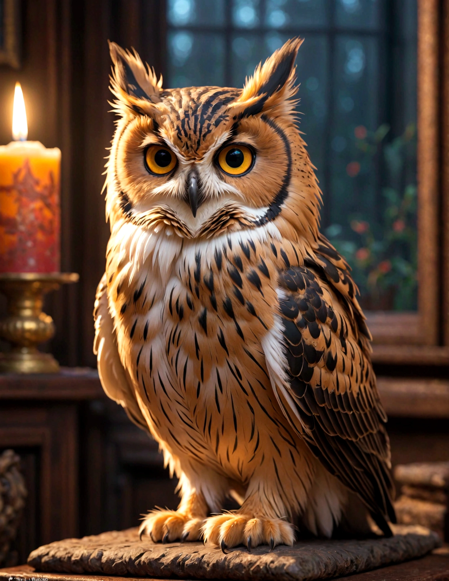 owl, cat, owl and cat, cat and owl, srayata the cat, the cat and owlets, xill, best quality, 4k, 8k, highres, masterpiece:1.2, ultra-detailed, realistic, photorealistic, photo-realistic:1.37, HDR, UHD, studio lighting, ultra-fine painting, sharp focus, physically-based rendering, extreme detail description, professional, vivid colors, bokeh, concept art