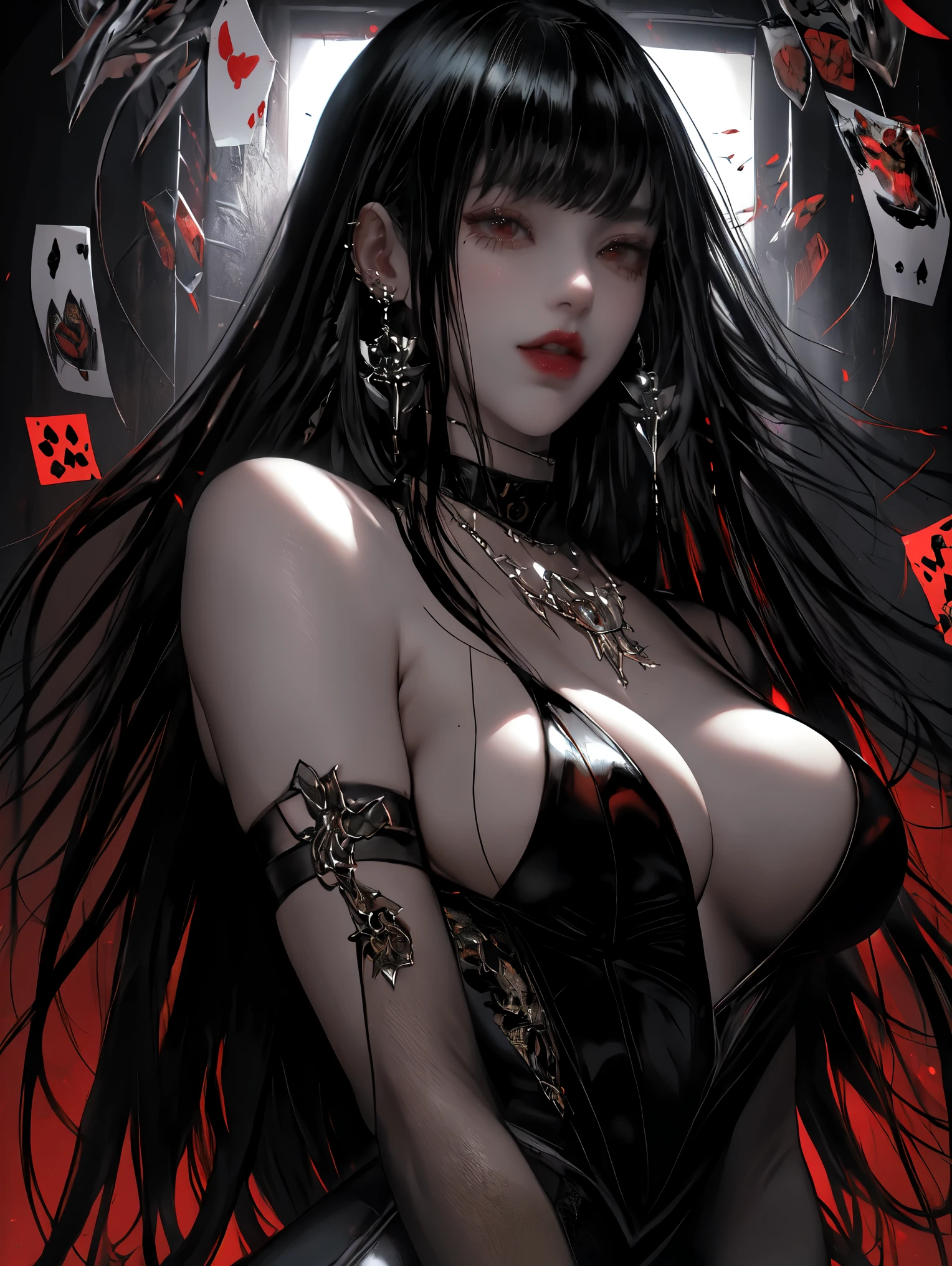 8k, masterpiece, bset quality, girl in tight black dress luxury, glossy, sexy girl fantasy anime artwork, fantasy anime illustration, 8k badass anime, anime art wallpaper 4k, 4k anime art wallpaper, 2.5 d cgi fantasy anime artwork, 8k anime art wallpaper, detailed digital anime art, beautiful fantasy anime, epic anime artwork , 4k anime wallpapers, detailed anime artwork, sexy, seductive, giant, women, anime style, best quality, extremely detailed, best silhouette), (details) font background, dark fantasy), (beautiful detailed face), high contrast, (best lighting details, extremely delicate and beautiful), ((cinematic lights)), colorful, super detailed, dramatic lighting, intricate details(1 girl, solo, sharp face, . Blonde, super long hair , thin bangs, long eyelashes, dynamic angle), blood splatter, black light swirling around character, depth of field, black light particles, (broken glasagic circle