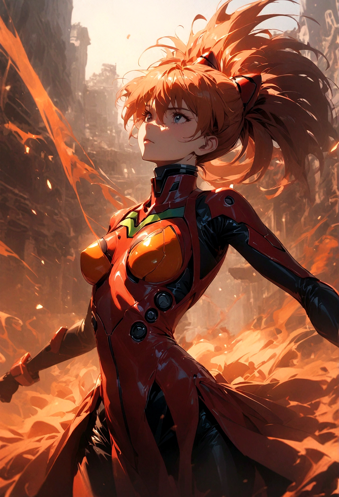 Asuka Langley Soryu, anatomically correct,solo,xianxia, Close-up shot,xianxia